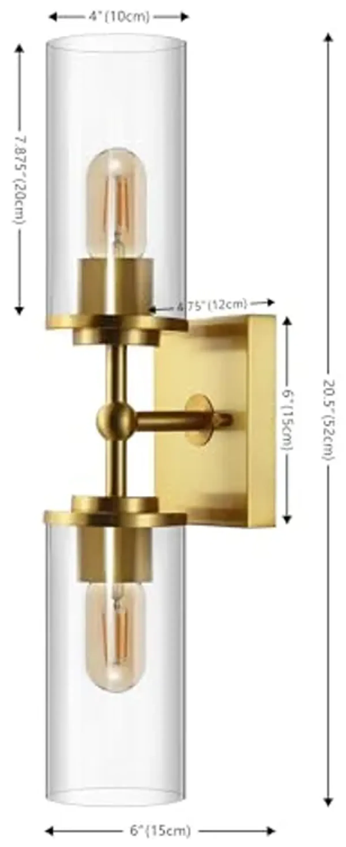 SAFAVIEH Lighting Collection Lolita Brass Gold 2-Light Wall Sconce Light Fixture (LED Bulbs Included)