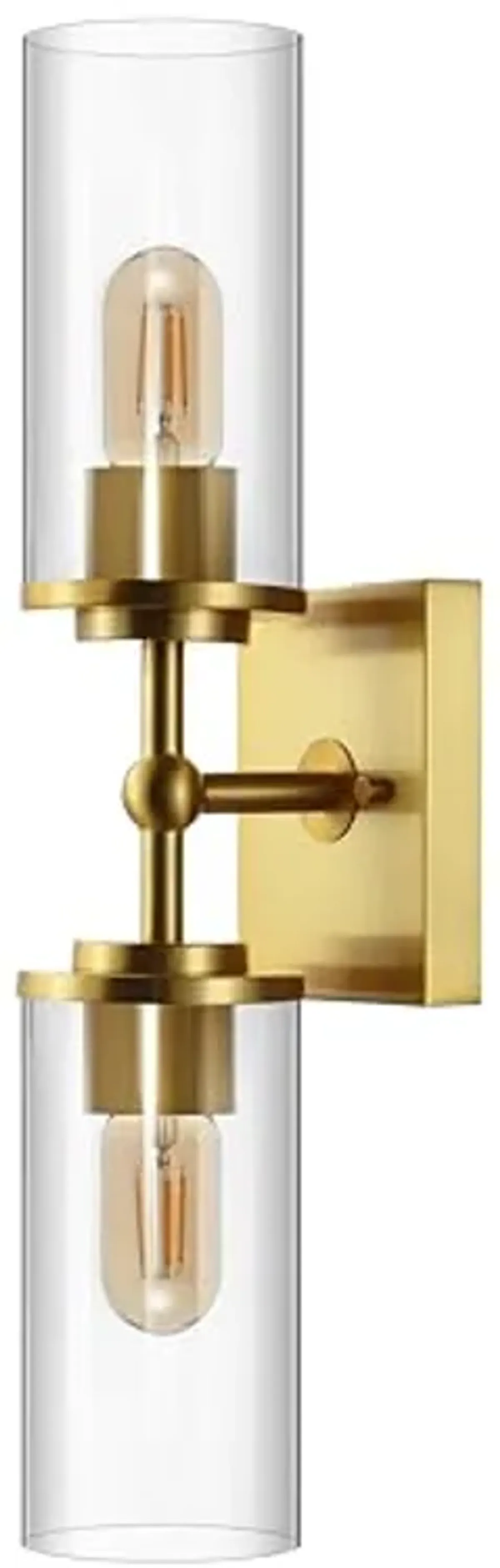 SAFAVIEH Lighting Collection Lolita Brass Gold 2-Light Wall Sconce Light Fixture (LED Bulbs Included)