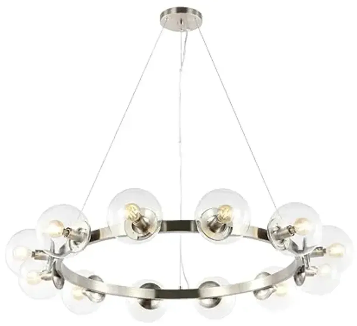 SAFAVIEH Lighting Collection Rylian Nickel 12-Light Round Hanging Adjustable Chandelier Light Fixture (LED Bulbs Included)