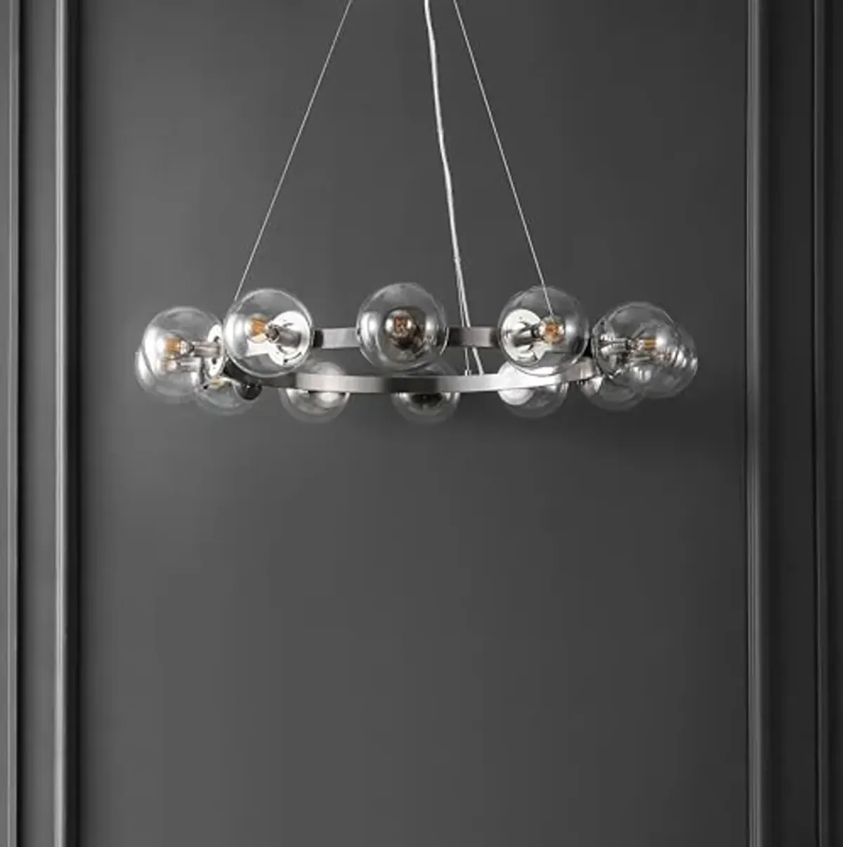 SAFAVIEH Lighting Collection Rylian Nickel 12-Light Round Hanging Adjustable Chandelier Light Fixture (LED Bulbs Included)