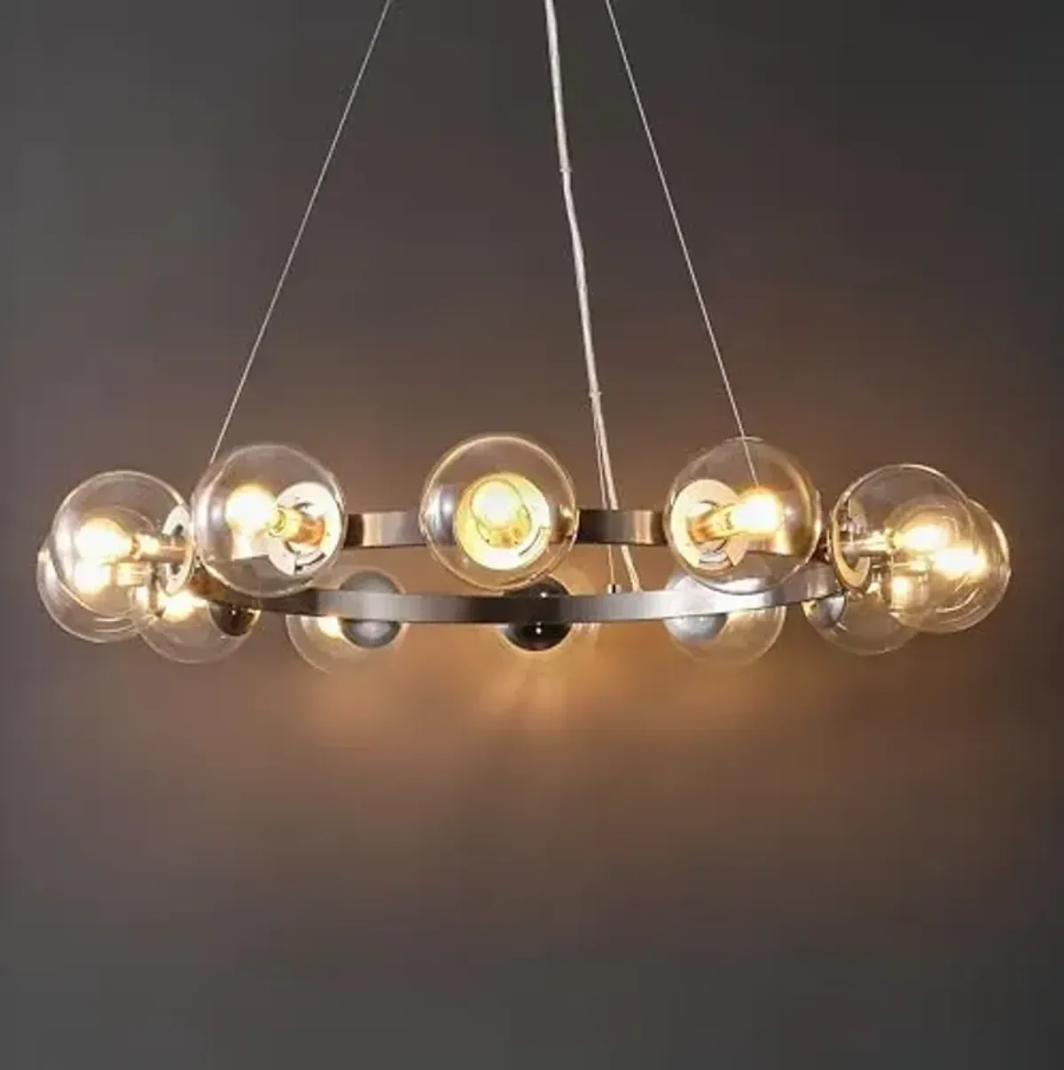 SAFAVIEH Lighting Collection Rylian Nickel 12-Light Round Hanging Adjustable Chandelier Light Fixture (LED Bulbs Included)