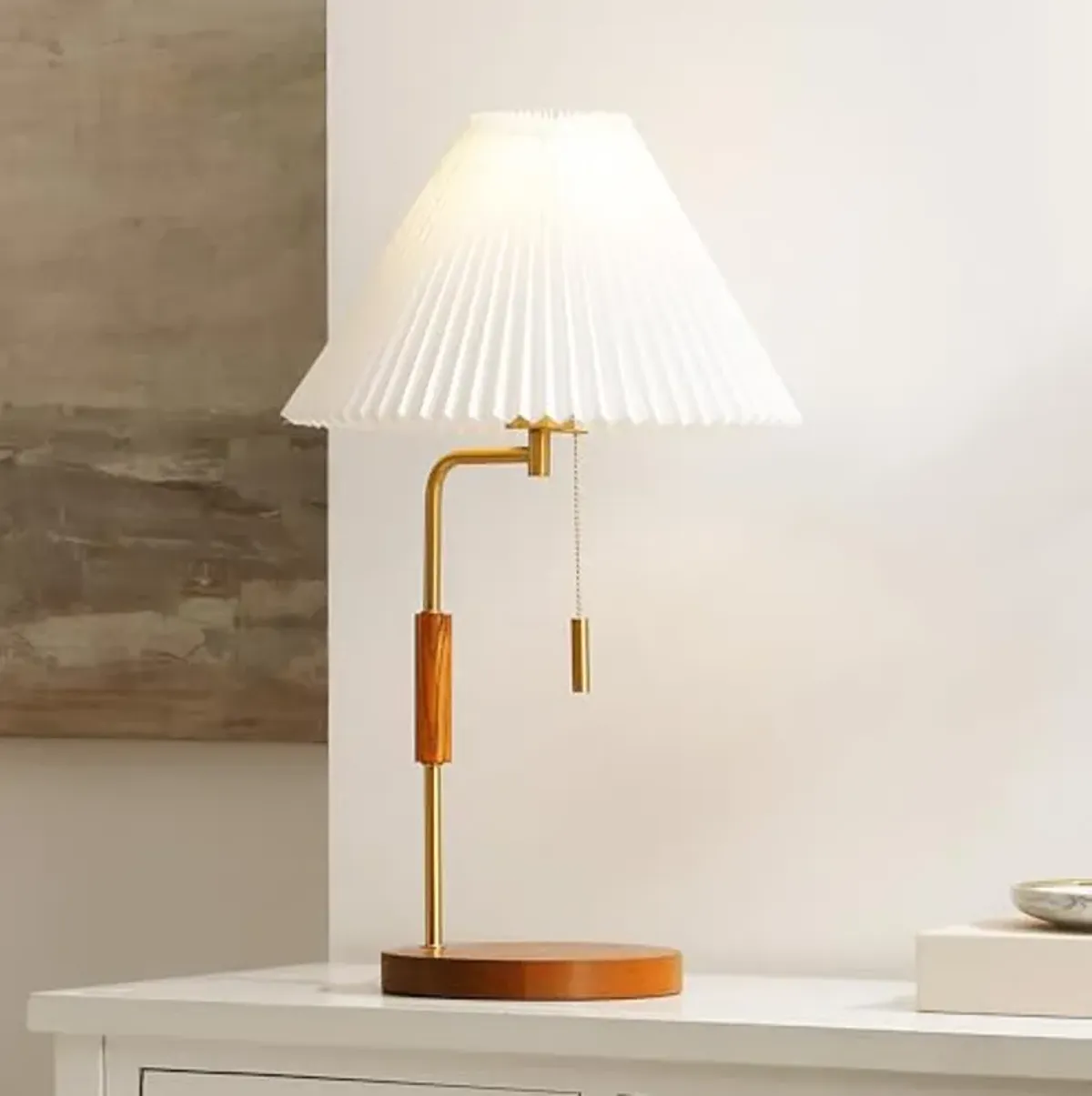 SAFAVIEH Lighting Collection Jonah Wood Finish 24-inch Table Lamp (LED Bulb Included)