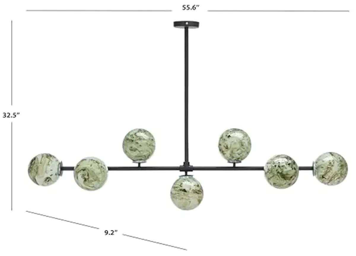 SAFAVIEH Lighting Collection Melesa Modern Sputnik 7-Light Globe Orb Linear Hanging Adjustable Chandelier Light Fixture (LED Bulbs Included)