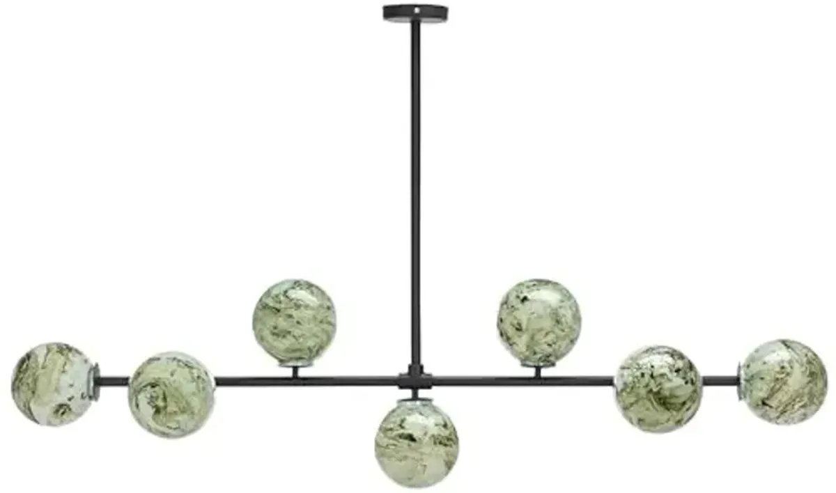 SAFAVIEH Lighting Collection Melesa Modern Sputnik 7-Light Globe Orb Linear Hanging Adjustable Chandelier Light Fixture (LED Bulbs Included)