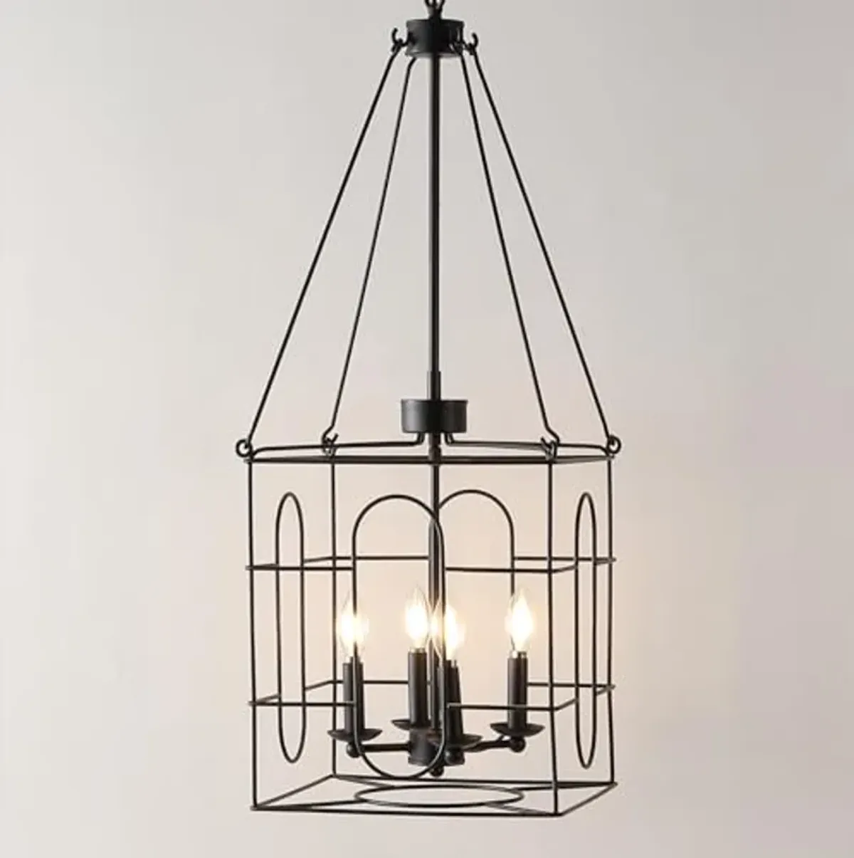 SAFAVIEH Lighting Collection Flatbush Black 4-Light Hanging Adjustable Chandelier Light Fixture (LED Bulbs Included)