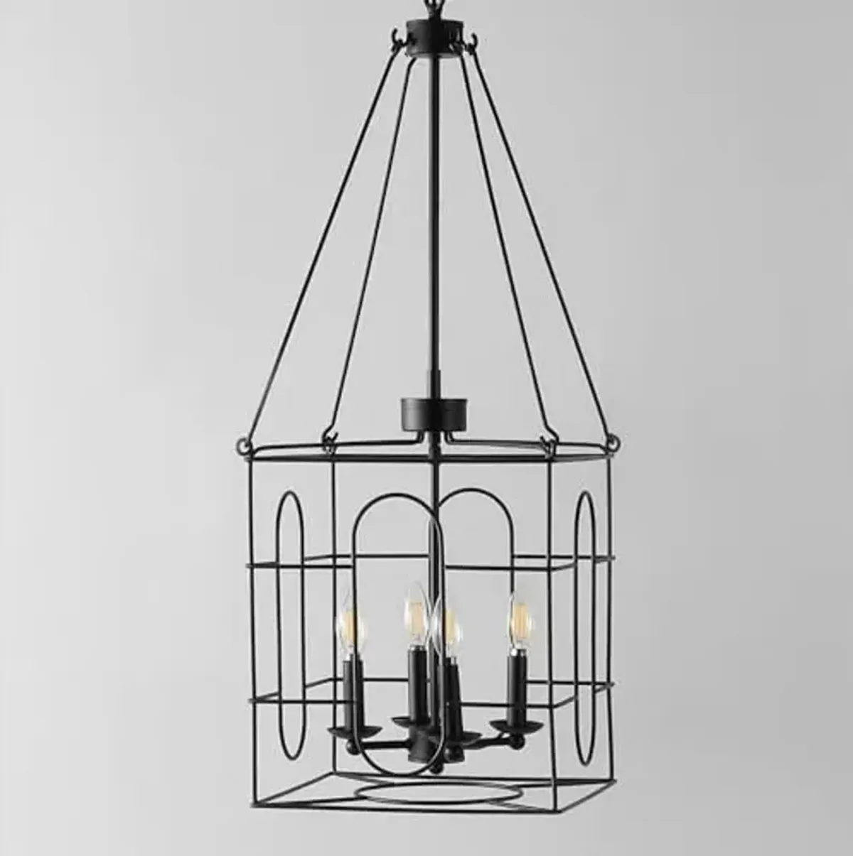 SAFAVIEH Lighting Collection Flatbush Black 4-Light Hanging Adjustable Chandelier Light Fixture (LED Bulbs Included)