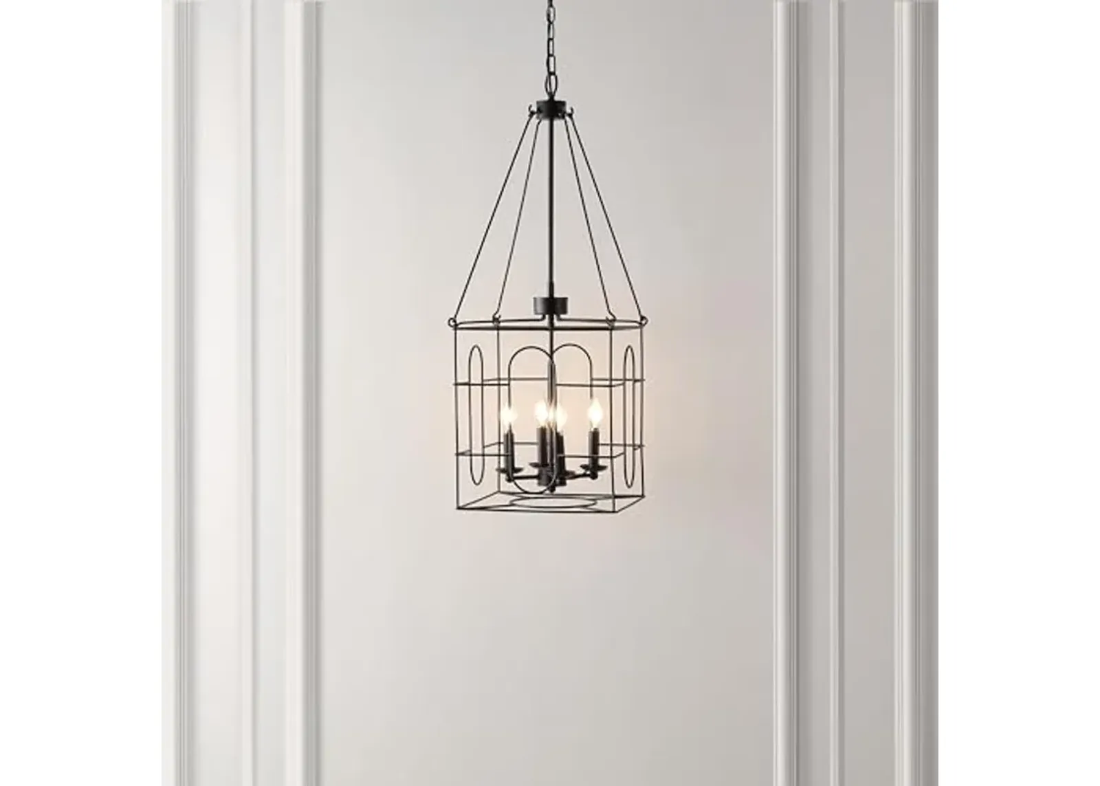 SAFAVIEH Lighting Collection Flatbush Black 4-Light Hanging Adjustable Chandelier Light Fixture (LED Bulbs Included)