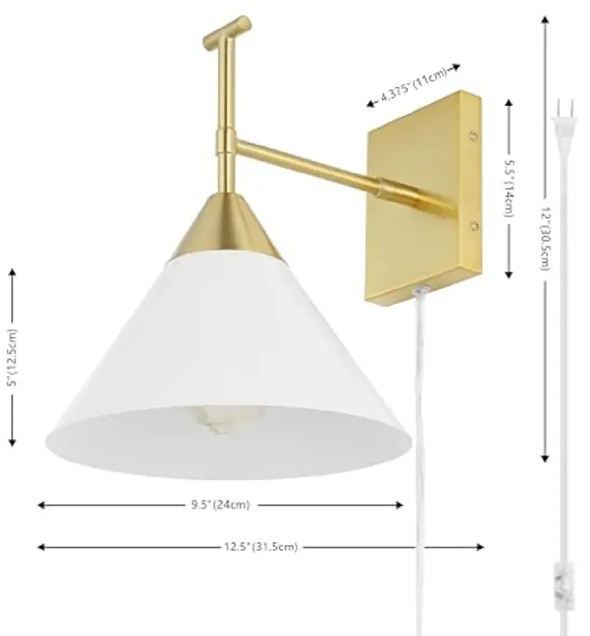 SAFAVIEH Lighting Collection Velezia Gold/White Downlight Wall Sconce Light Fixture (LED Bulb Included)