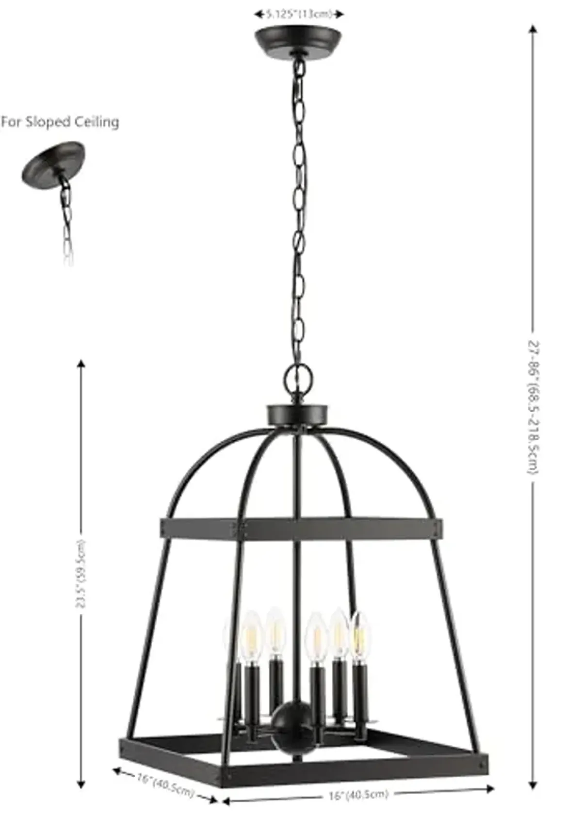 SAFAVIEH Lighting Collection Gracyn Black 6-Light Hanging Adjustable Chandelier Light Fixture (LED Bulbs Included)