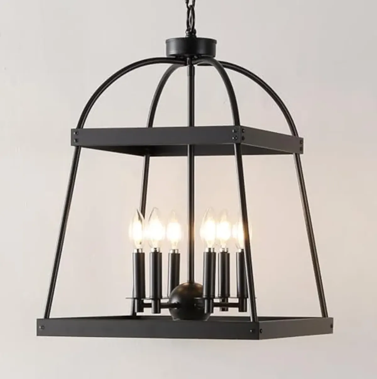 SAFAVIEH Lighting Collection Gracyn Black 6-Light Hanging Adjustable Chandelier Light Fixture (LED Bulbs Included)