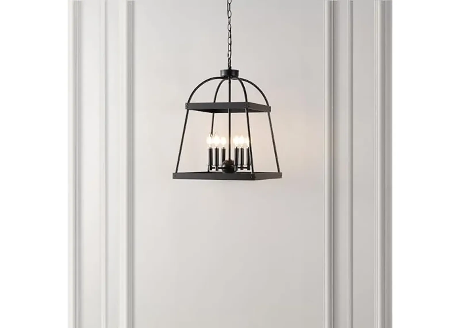 SAFAVIEH Lighting Collection Gracyn Black 6-Light Hanging Adjustable Chandelier Light Fixture (LED Bulbs Included)