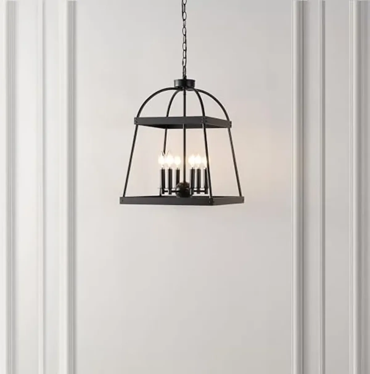 SAFAVIEH Lighting Collection Gracyn Black 6-Light Hanging Adjustable Chandelier Light Fixture (LED Bulbs Included)