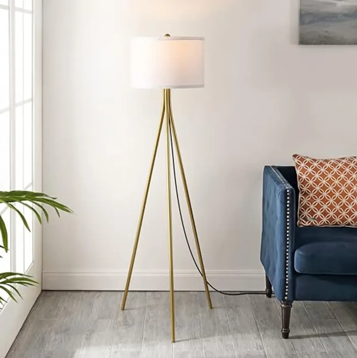 SAFAVIEH Home Collection Galilea Gold 61-inch Tripod Floor Lamp (LED Bulb Included)