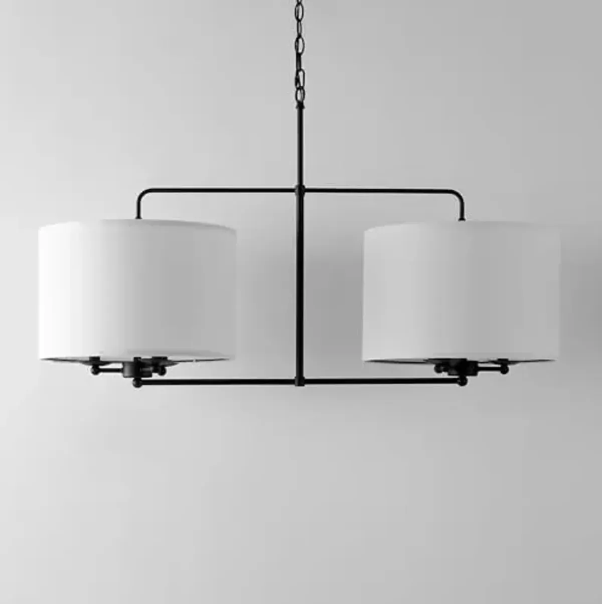 SAFAVIEH Lighting Collection Devney Black/White 6-Light Hanging Adjustable Chandelier Light Fixture (LED Bulbs Included)