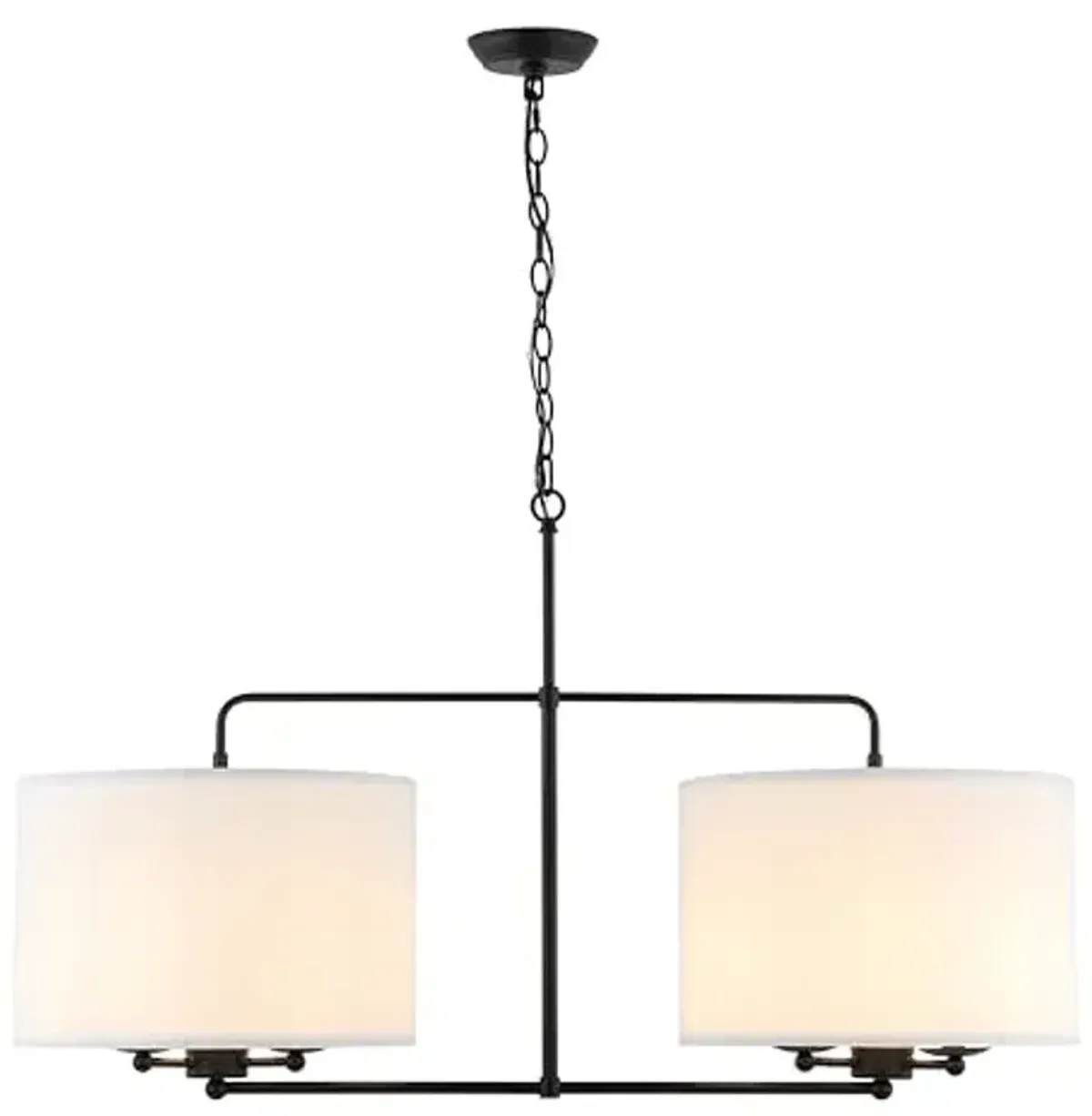 SAFAVIEH Lighting Collection Devney Black/White 6-Light Hanging Adjustable Chandelier Light Fixture (LED Bulbs Included)