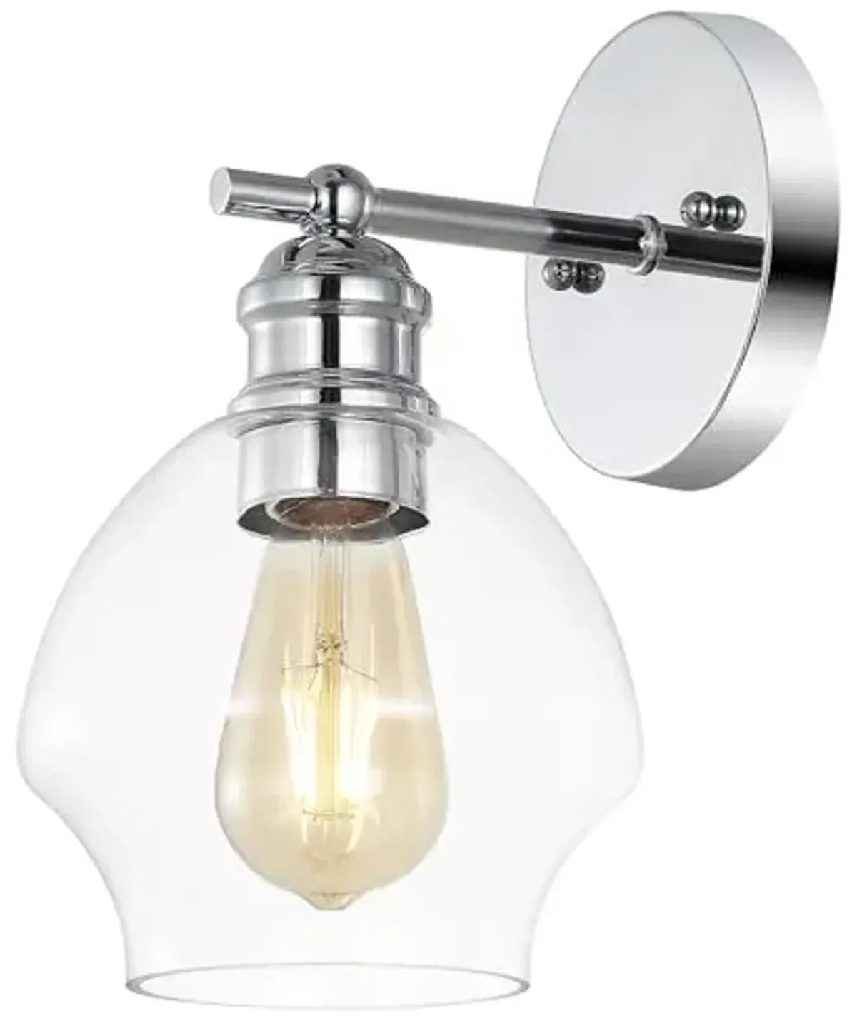 SAFAVIEH Lighting Collection Solynn Chrome/Clear Wall Sconce Set of 2 Light Fixture (LED Bulbs Included)