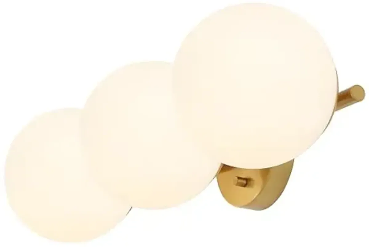 SAFAVIEH Lighting Collection Amaoi Brass Gold/White 3-Light Wall Sconce Light Fixture (LED Bulbs Included)