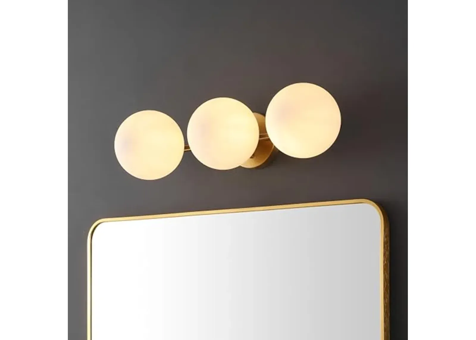 SAFAVIEH Lighting Collection Amaoi Brass Gold/White 3-Light Wall Sconce Light Fixture (LED Bulbs Included)