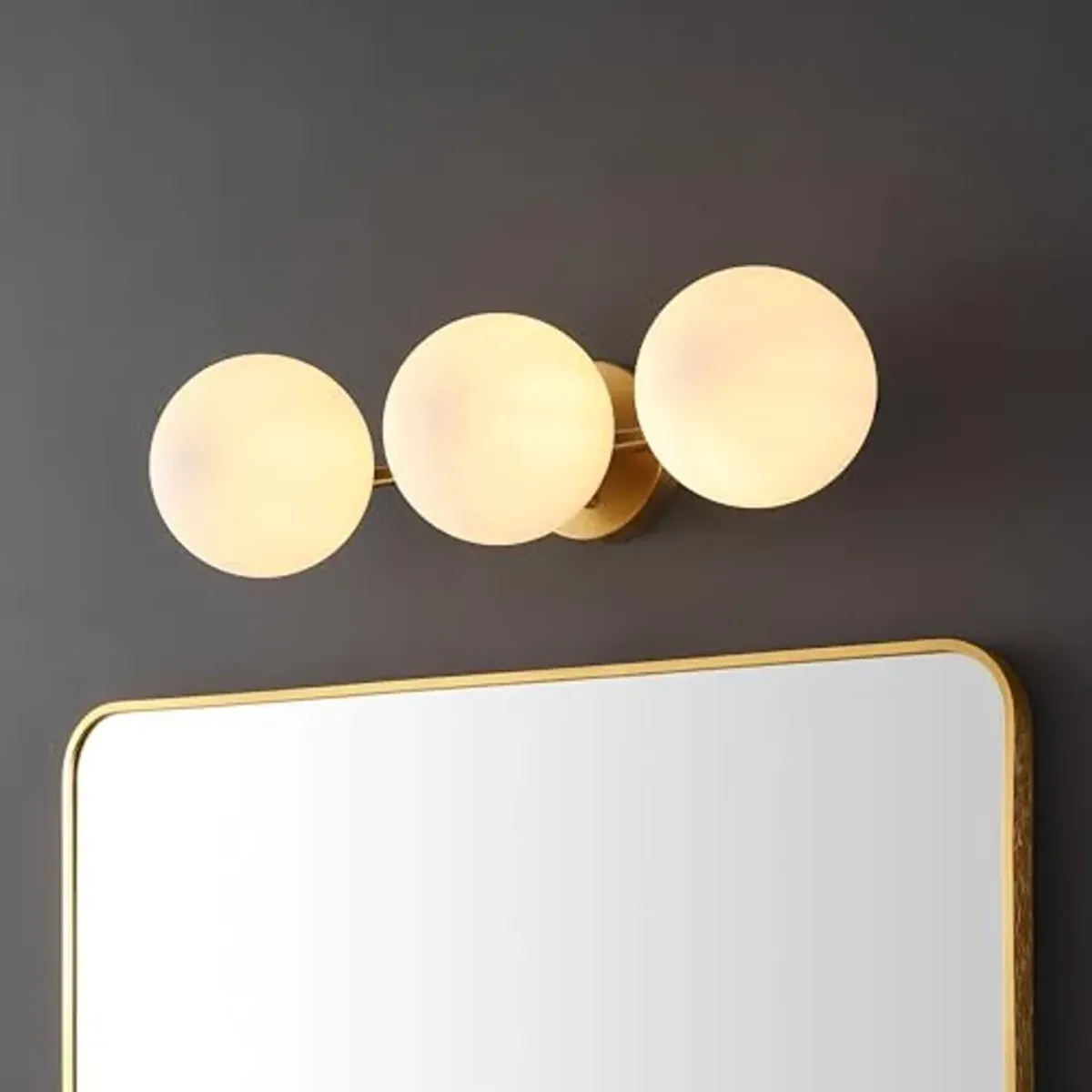 SAFAVIEH Lighting Collection Amaoi Brass Gold/White 3-Light Wall Sconce Light Fixture (LED Bulbs Included)