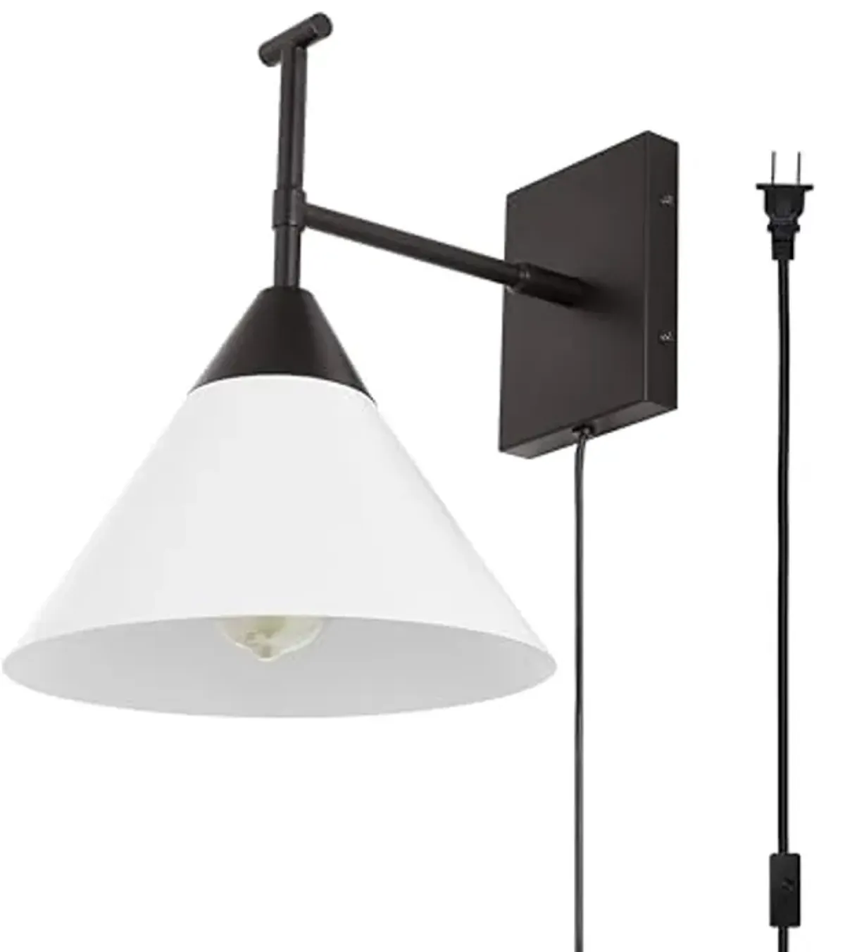 SAFAVIEH Lighting Collection Velezia Black/White Downlight Wall Sconce Light Fixture (LED Bulb Included)