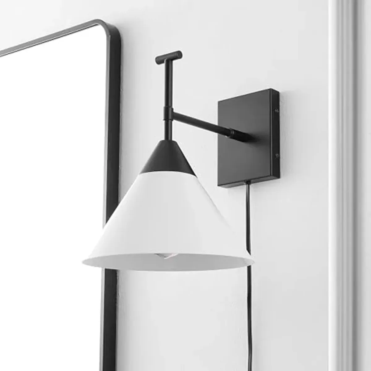 SAFAVIEH Lighting Collection Velezia Black/White Downlight Wall Sconce Light Fixture (LED Bulb Included)