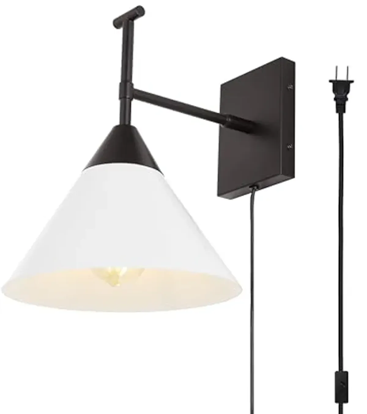 SAFAVIEH Lighting Collection Velezia Black/White Downlight Wall Sconce Light Fixture (LED Bulb Included)