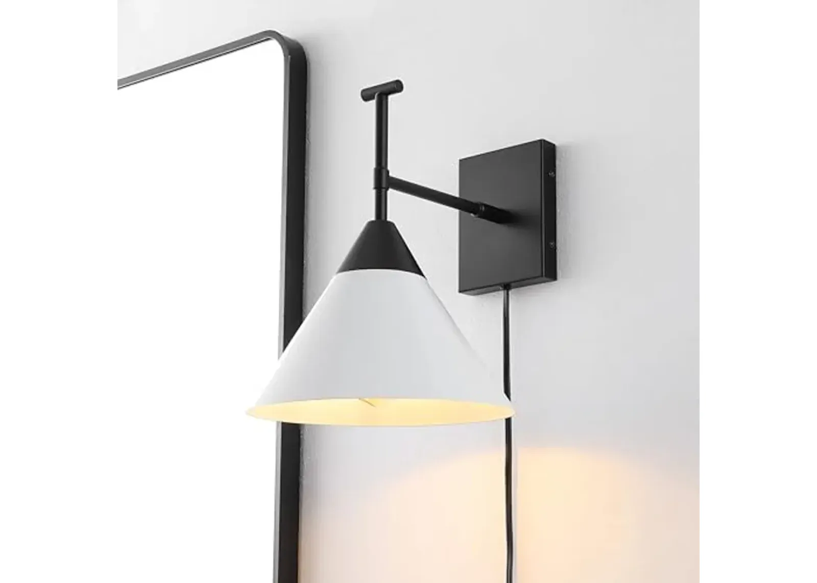 SAFAVIEH Lighting Collection Velezia Black/White Downlight Wall Sconce Light Fixture (LED Bulb Included)