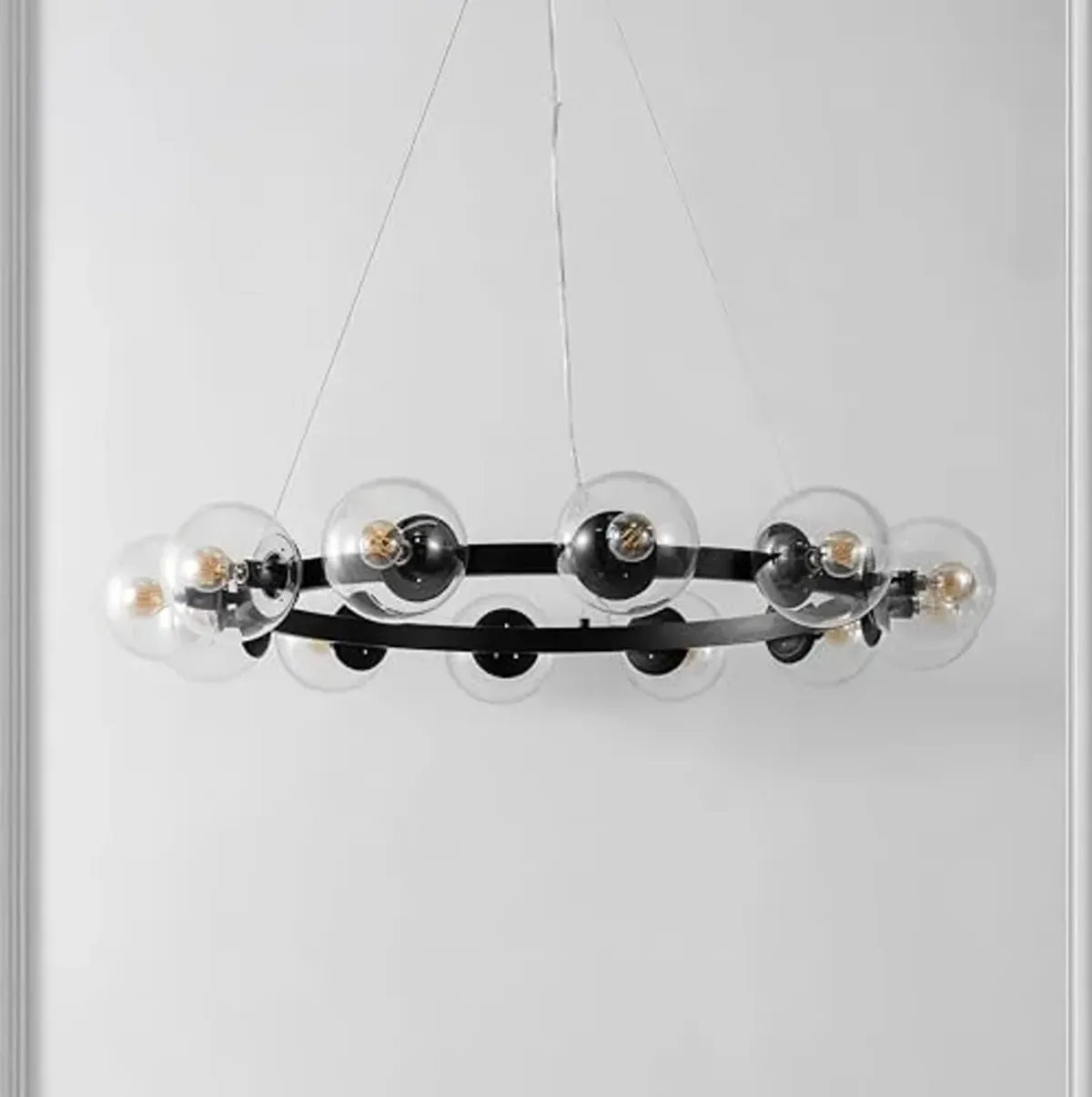 SAFAVIEH Lighting Collection Rylian Black 12-Light Round Hanging Adjustable Chandelier Light Fixture (LED Bulbs Included)