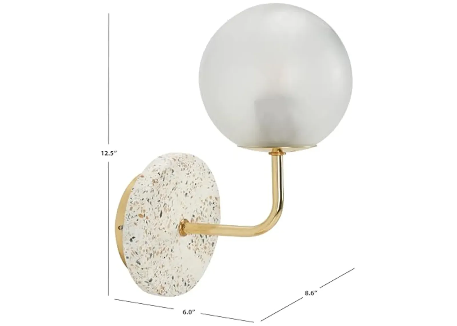 SAFAVIEH Lighting Collection Nicolai White Terrazzo/Gold Wall Sconce Light Fixture (LED Bulb Included)