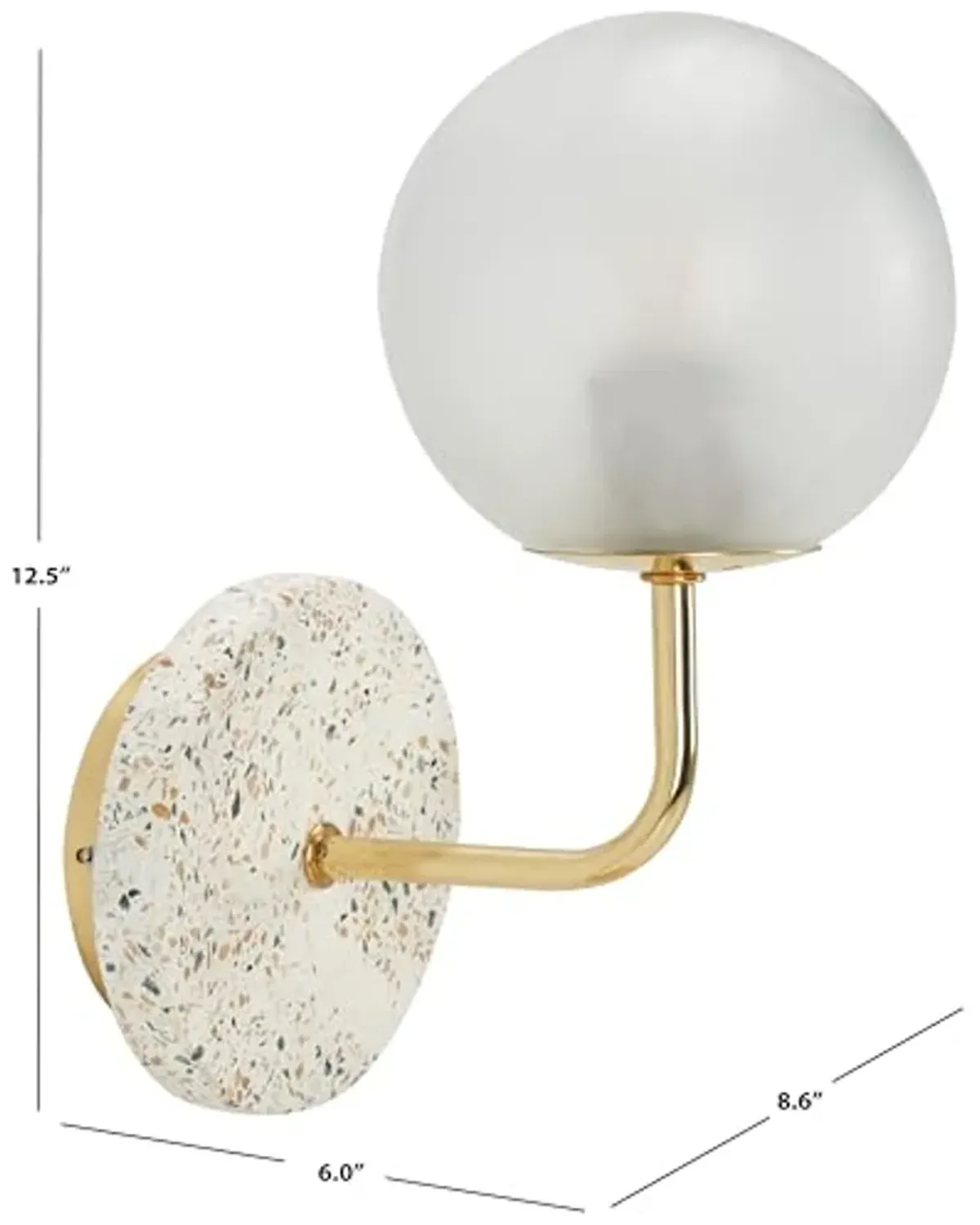 SAFAVIEH Lighting Collection Nicolai White Terrazzo/Gold Wall Sconce Light Fixture (LED Bulb Included)