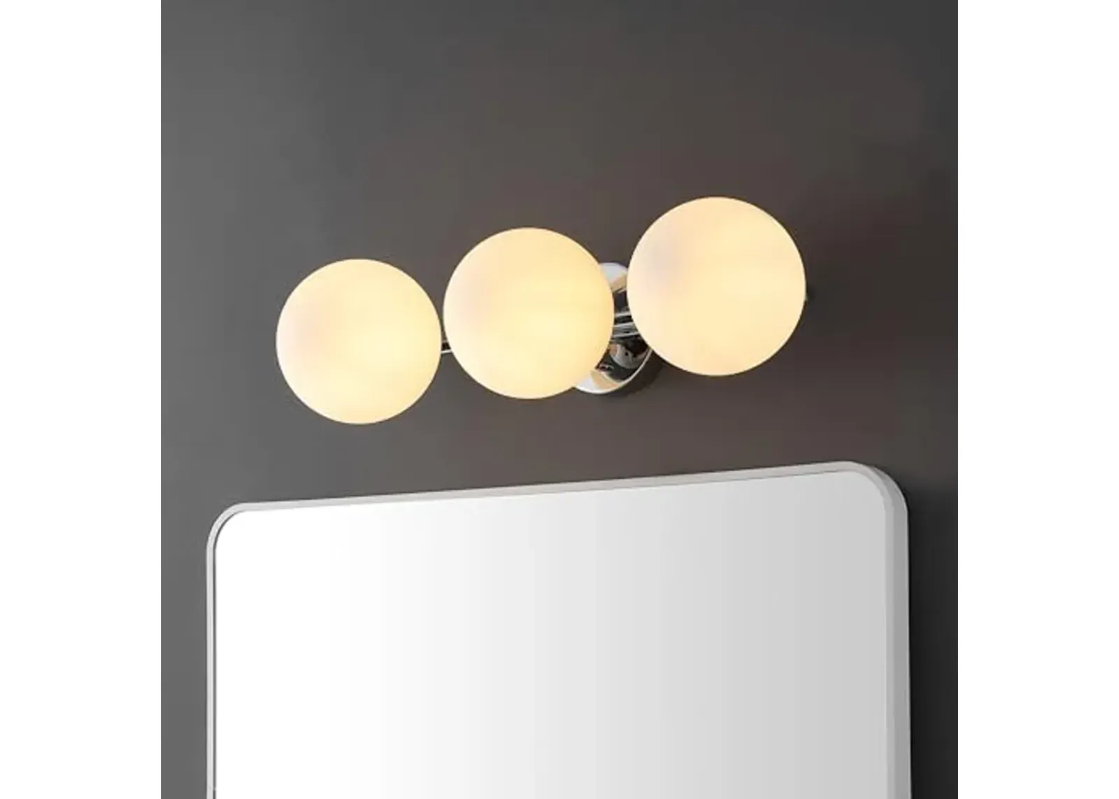 SAFAVIEH Lighting Collection Amaoi Chrome/White 3-Light Wall Sconce Light Fixture (LED Bulbs Included)