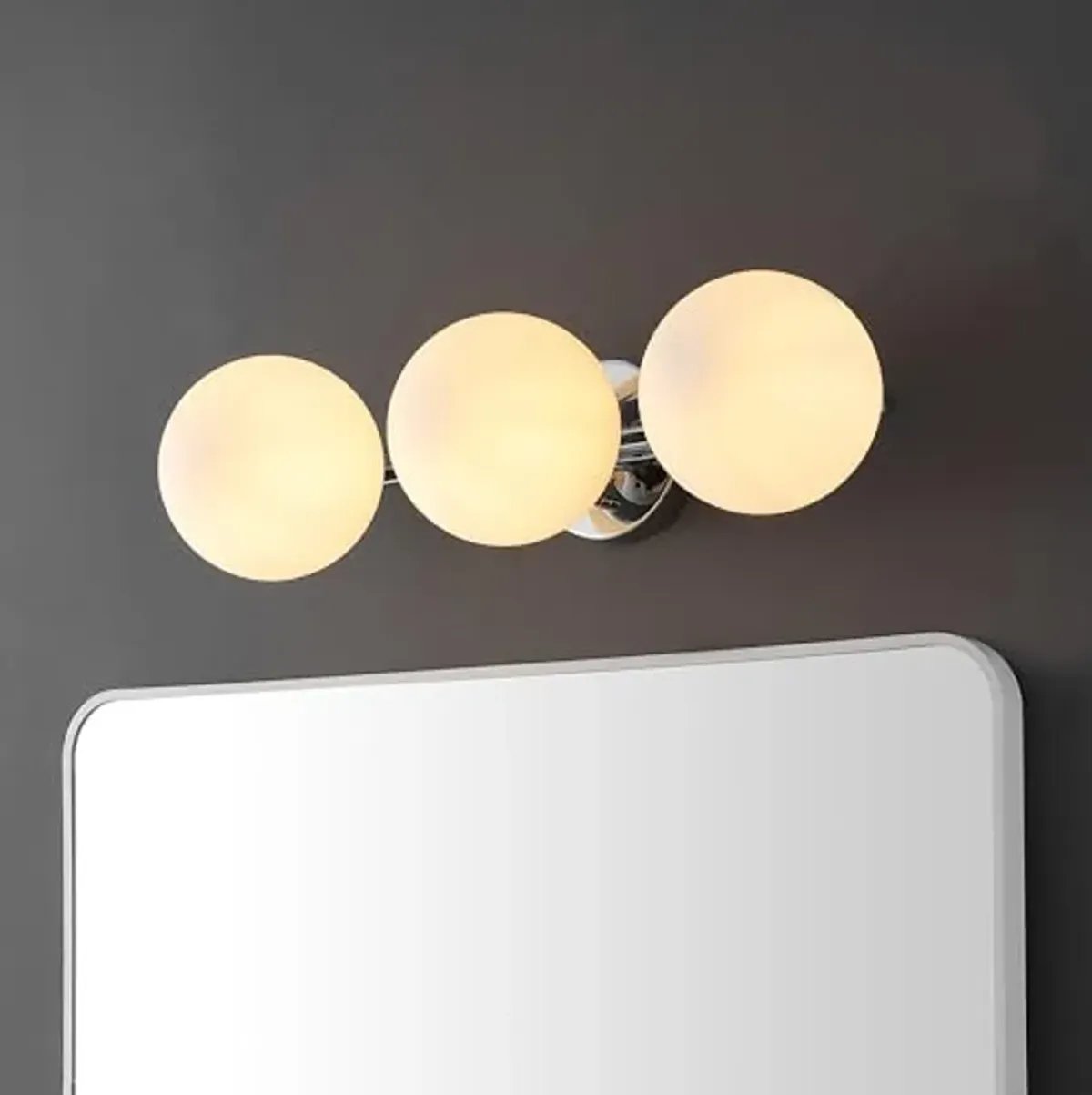 SAFAVIEH Lighting Collection Amaoi Chrome/White 3-Light Wall Sconce Light Fixture (LED Bulbs Included)