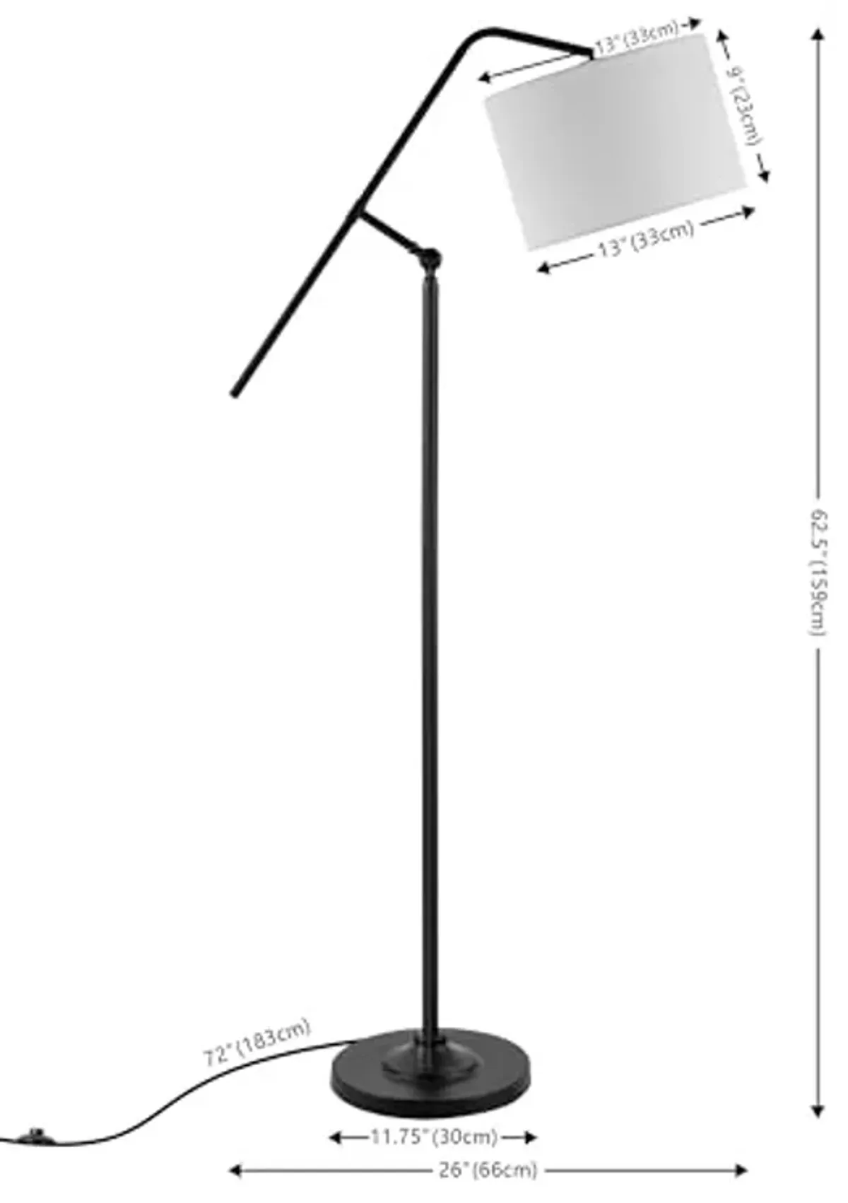 SAFAVIEH Home Collection Newbrook Black 62-inch Reading Task Swing Arm Floor Lamp (LED Bulb Included)