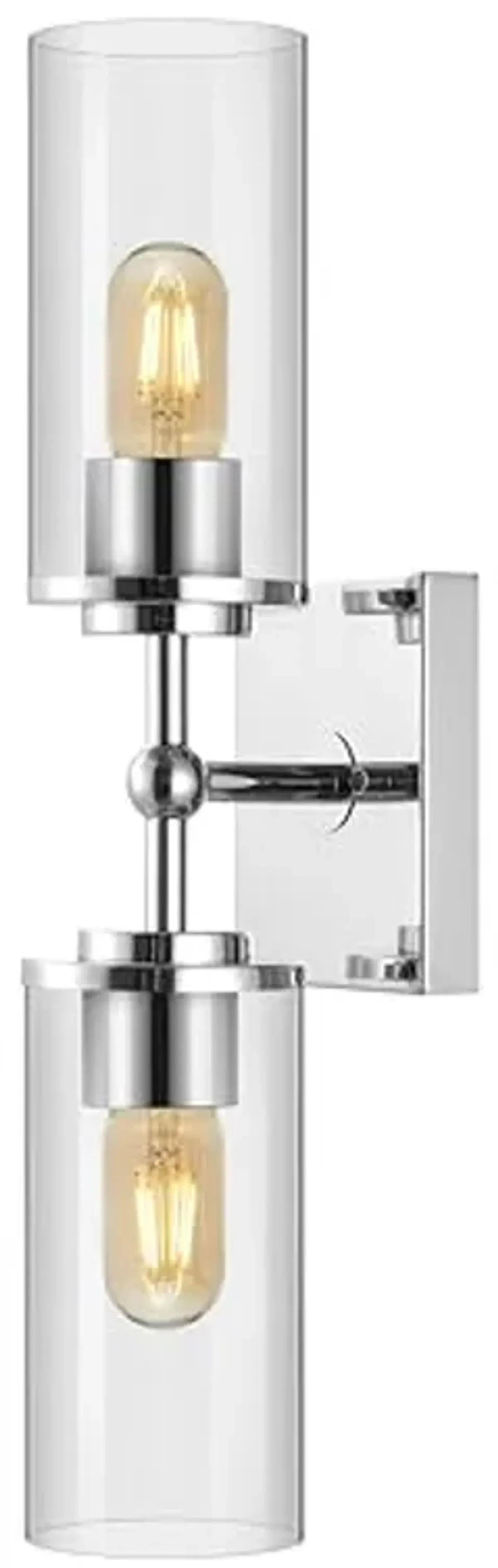 SAFAVIEH Lighting Collection Lolita Chrome 2-Light Wall Sconce Light Fixture (LED Bulbs Included)