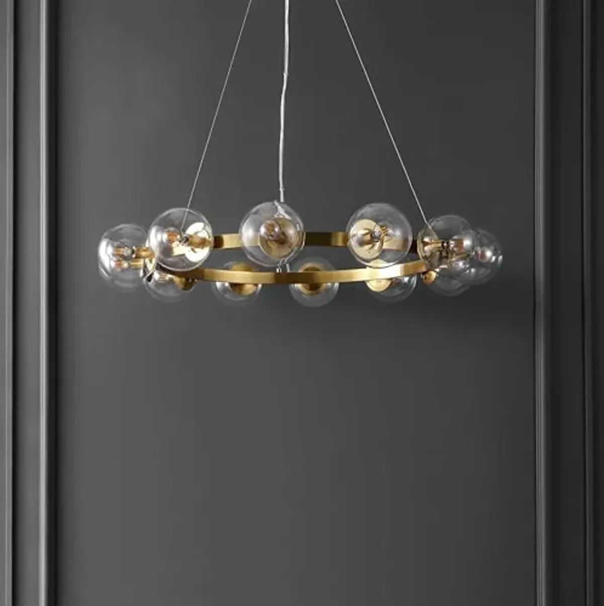 SAFAVIEH Lighting Collection Rylian Brass 12-Light Round Hanging Adjustable Chandelier Light Fixture (LED Bulbs Included)