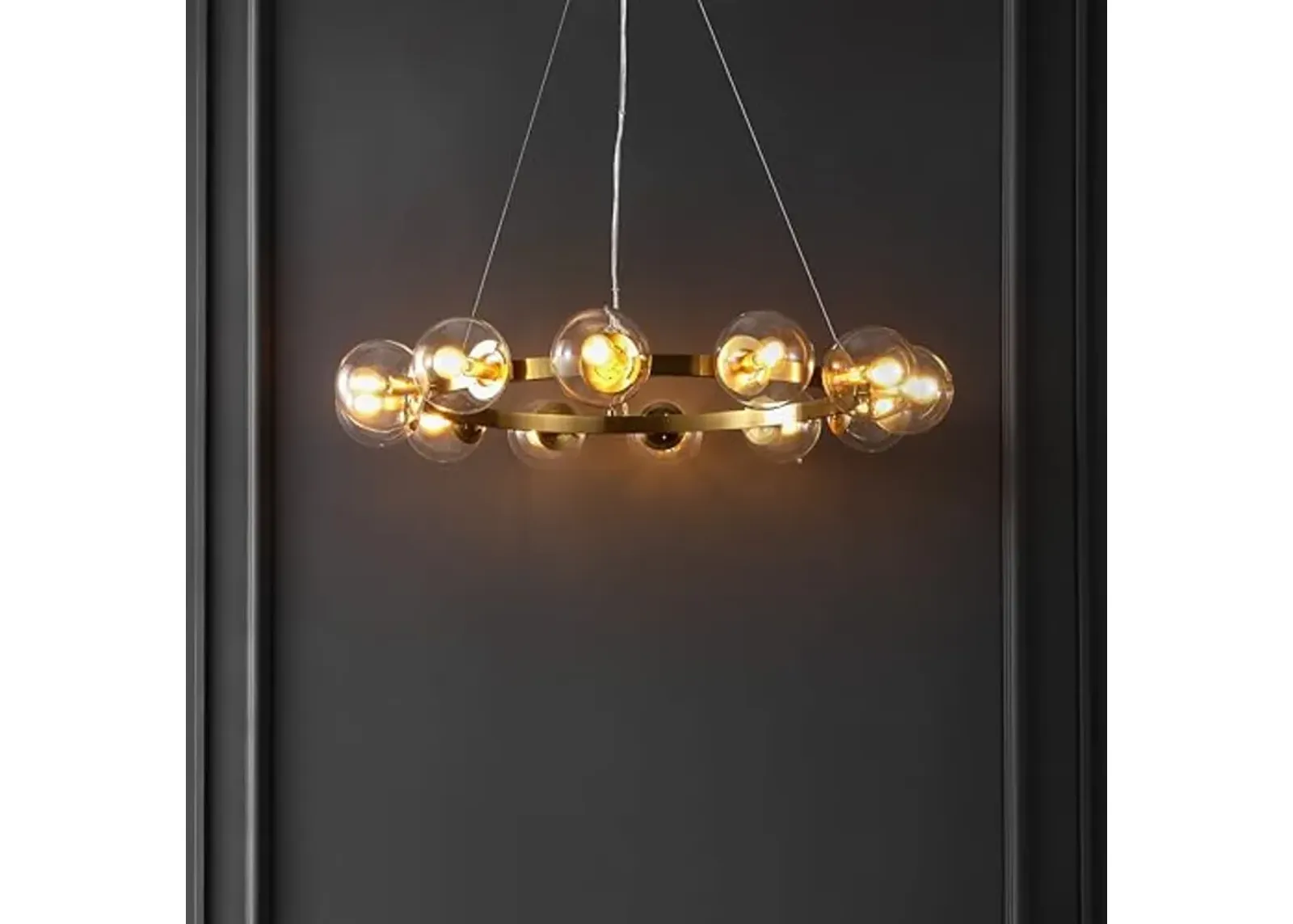 SAFAVIEH Lighting Collection Rylian Brass 12-Light Round Hanging Adjustable Chandelier Light Fixture (LED Bulbs Included)