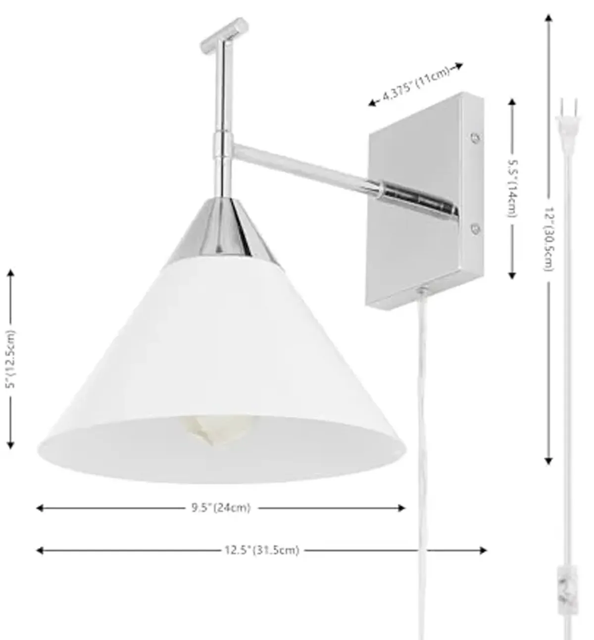 SAFAVIEH Lighting Collection Velezia Chrome/White Downlight Wall Sconce Light Fixture (LED Bulb Included)