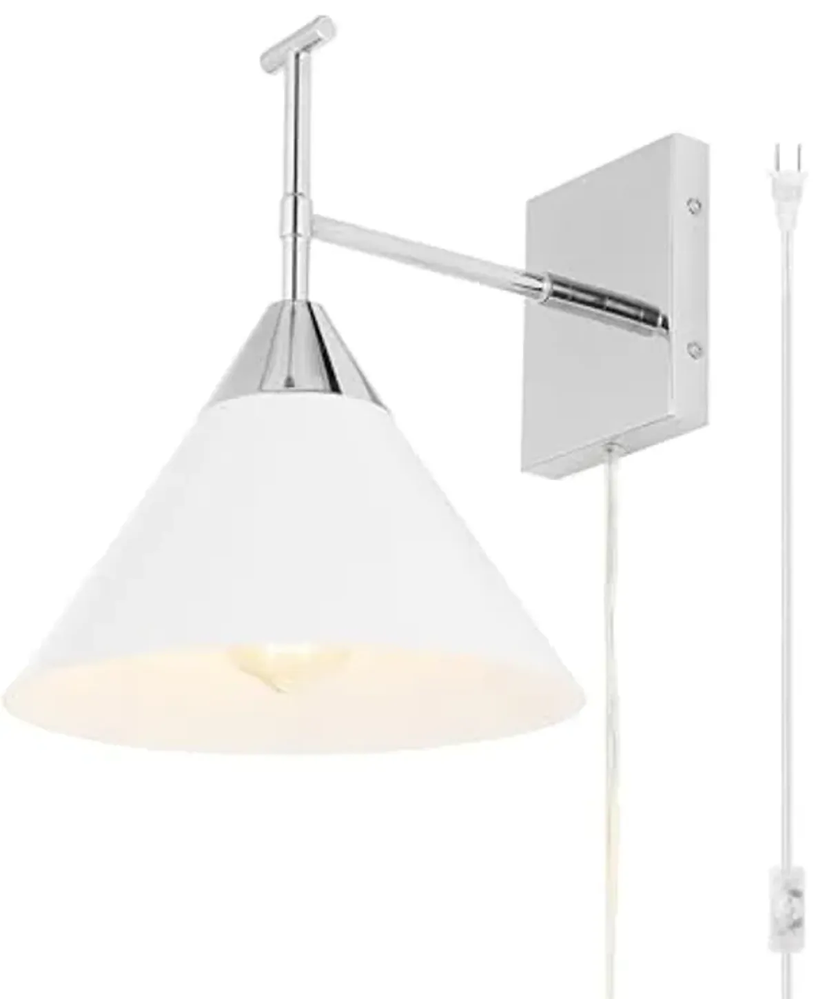 SAFAVIEH Lighting Collection Velezia Chrome/White Downlight Wall Sconce Light Fixture (LED Bulb Included)