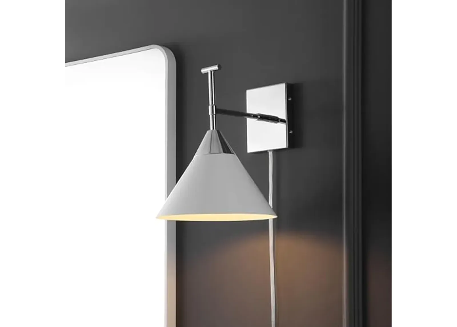 SAFAVIEH Lighting Collection Velezia Chrome/White Downlight Wall Sconce Light Fixture (LED Bulb Included)