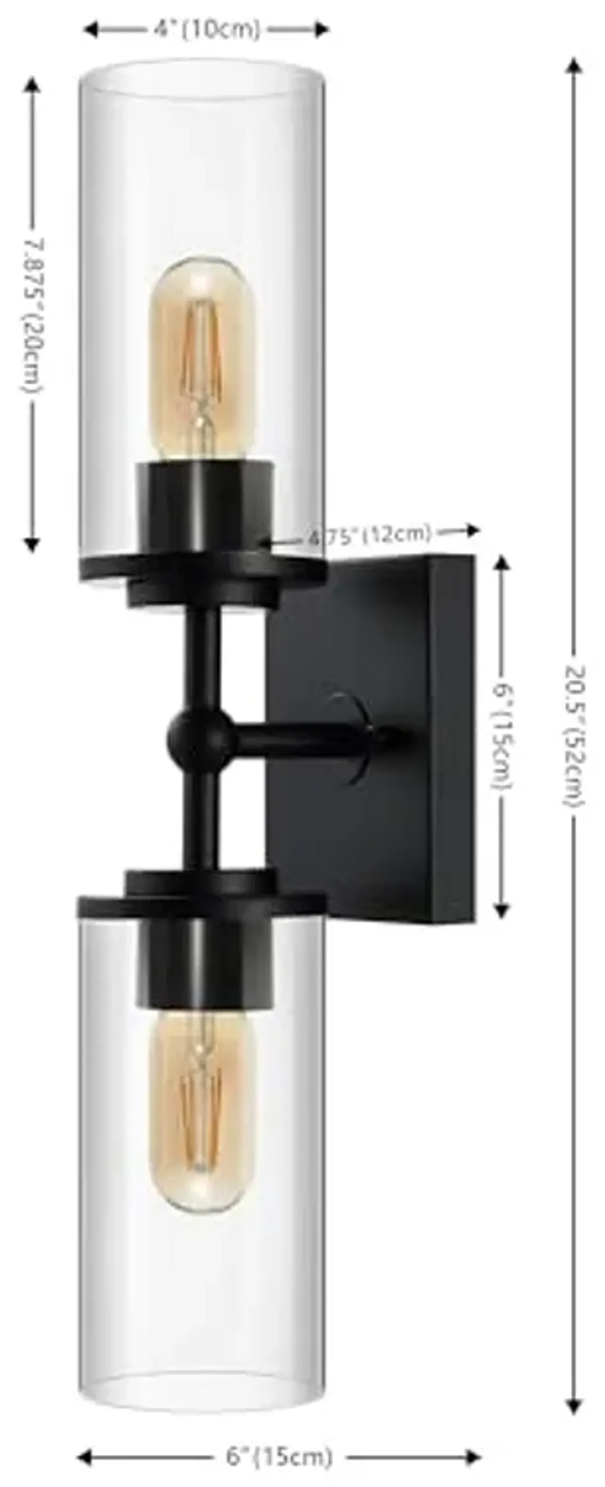 SAFAVIEH Lighting Collection Lolita Black 2-Light Wall Sconce Light Fixture (LED Bulbs Included)