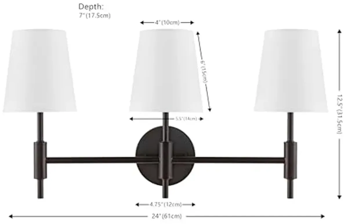 SAFAVIEH Lighting Collection Darya Black 3-Light Wall Sconce Light Fixture (LED Bulbs Included)