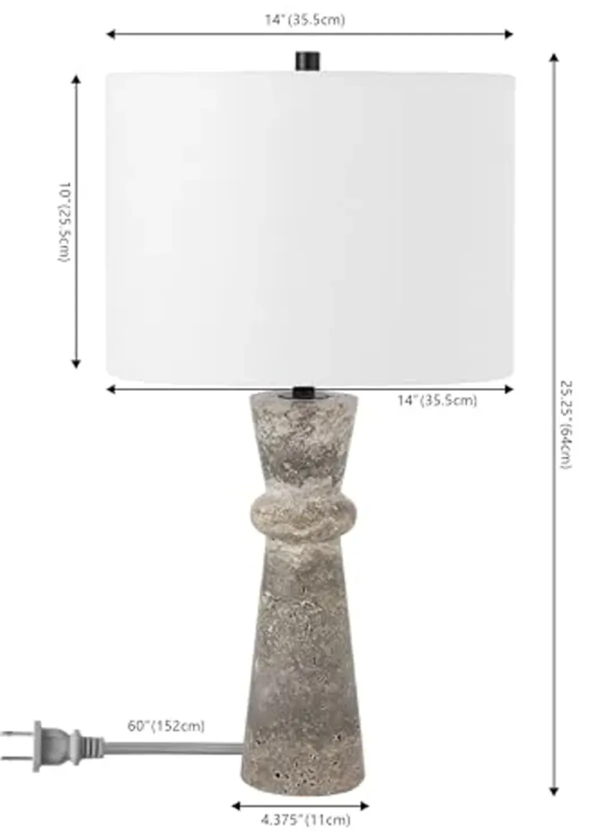 SAFAVIEH Lighting Collection Colette Grey Travertine 25-inch Table Lamp (LED Bulb Included)