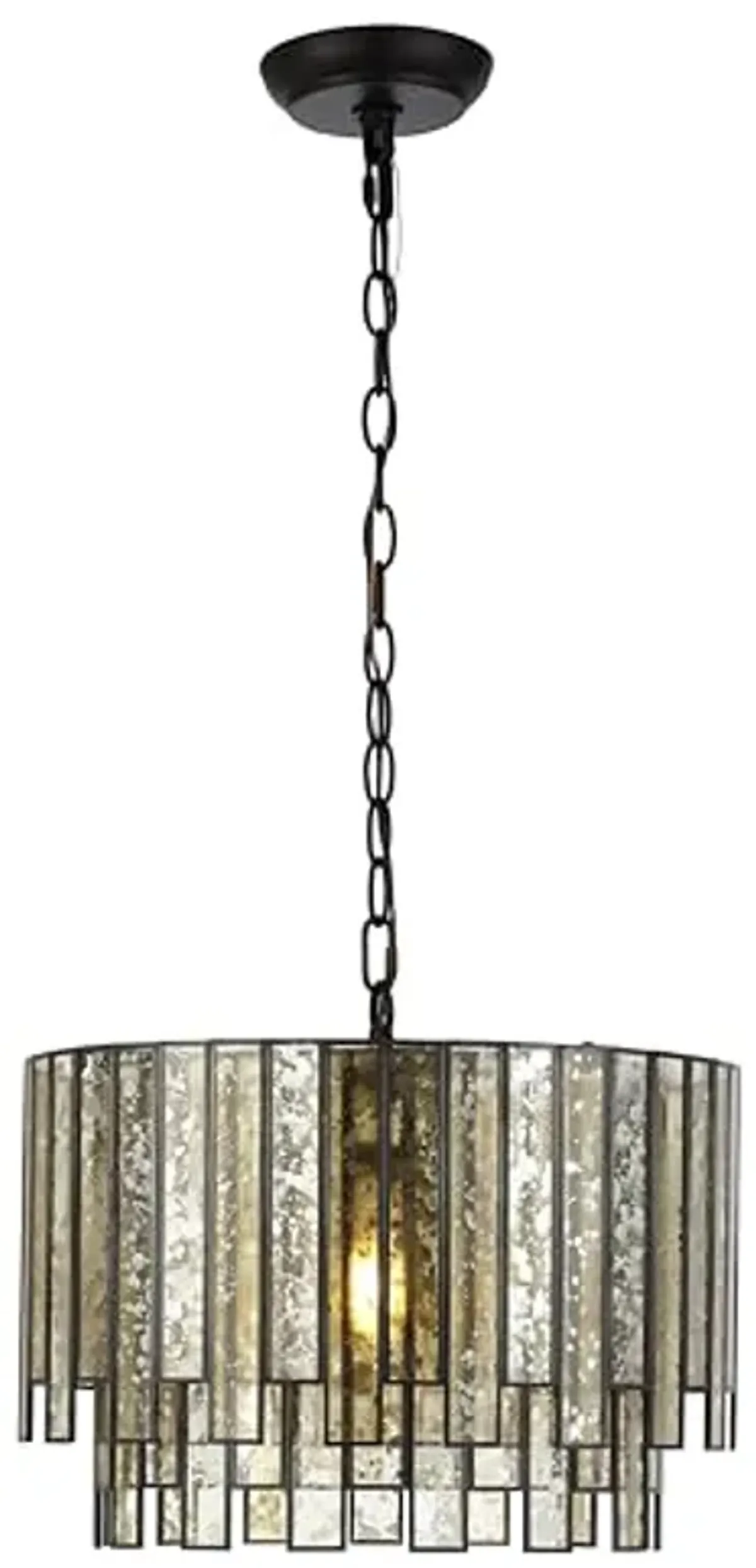 SAFAVIEH Lighting Collection Art Deco Gresher Oil Rubbed Bronze/Black Adjustable Hanging Adjustable Chandelier Light Fixture (LED Bulb Included)