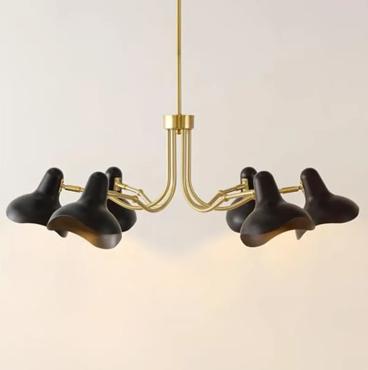 SAFAVIEH Lighting Collection Mykola Black/Brass Gold 6-Light Hanging Adjustable Chandelier Light Fixture (LED Bulbs Included)