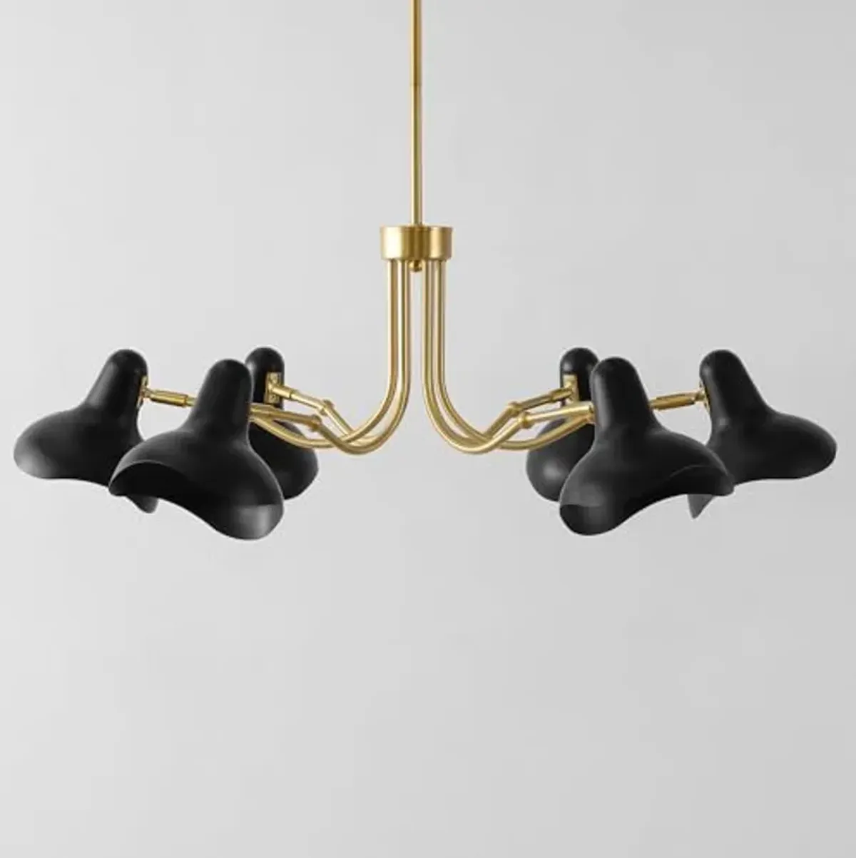 SAFAVIEH Lighting Collection Mykola Black/Brass Gold 6-Light Hanging Adjustable Chandelier Light Fixture (LED Bulbs Included)