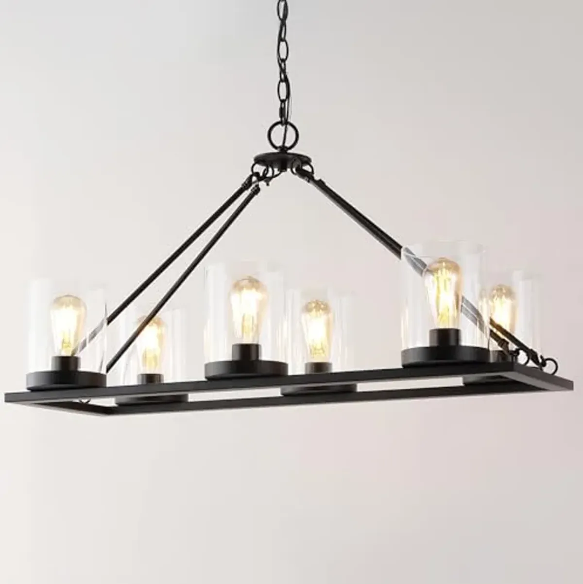 SAFAVIEH Lighting Collection Reagan Black 6-Light Hanging Adjustable Chandelier Light Fixture (LED Bulbs Included)