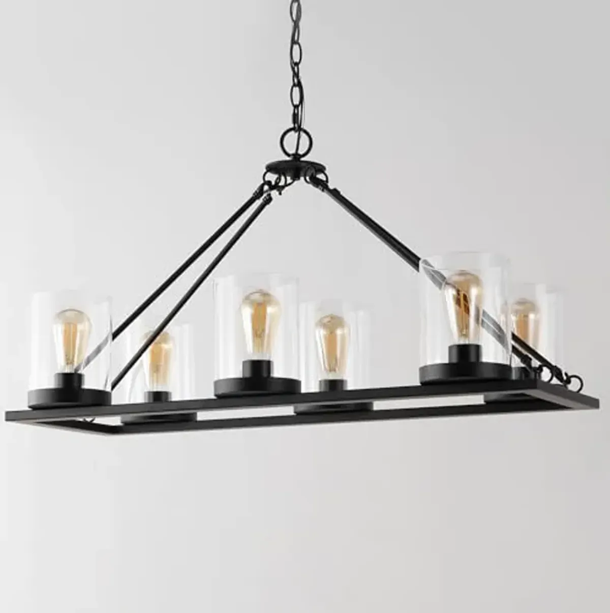 SAFAVIEH Lighting Collection Reagan Black 6-Light Hanging Adjustable Chandelier Light Fixture (LED Bulbs Included)