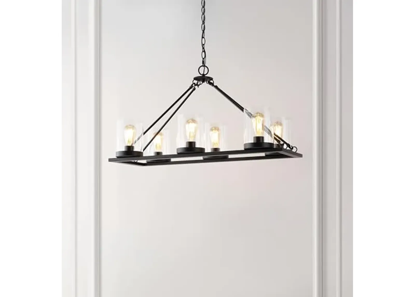 SAFAVIEH Lighting Collection Reagan Black 6-Light Hanging Adjustable Chandelier Light Fixture (LED Bulbs Included)