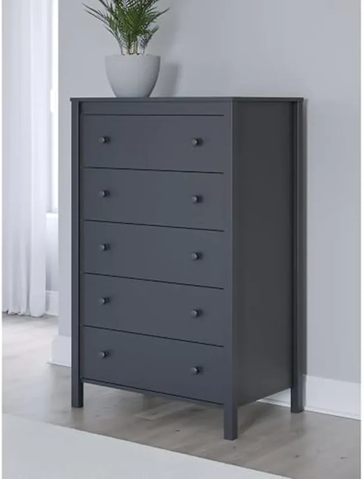 Signature Design by Ashley Simmenfort 5 Drawer Tall Dresser, Navy Blue