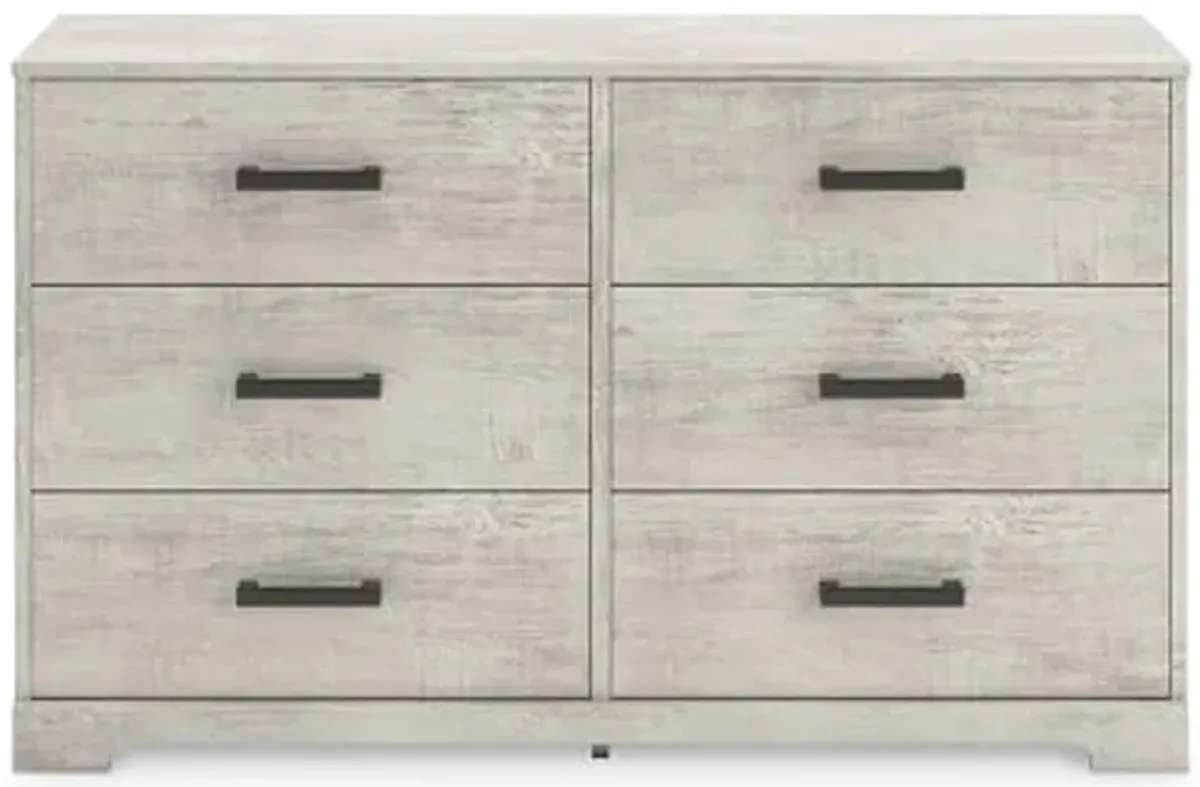 Signature Design by Ashley Shawburn 6 Drawer Modern Farmhouse Dresser, Whitewash